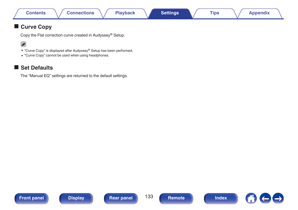 Ocurve copy, Oset defaults | Denon AVR-S660H 5.2-Channel Network A/V Receiver User Manual | Page 133 / 242