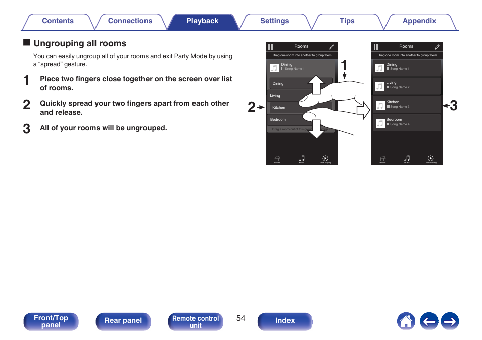 Oungrouping all rooms | Denon CEOL RCD-N10 Network CD Receiver (Black) User Manual | Page 54 / 149
