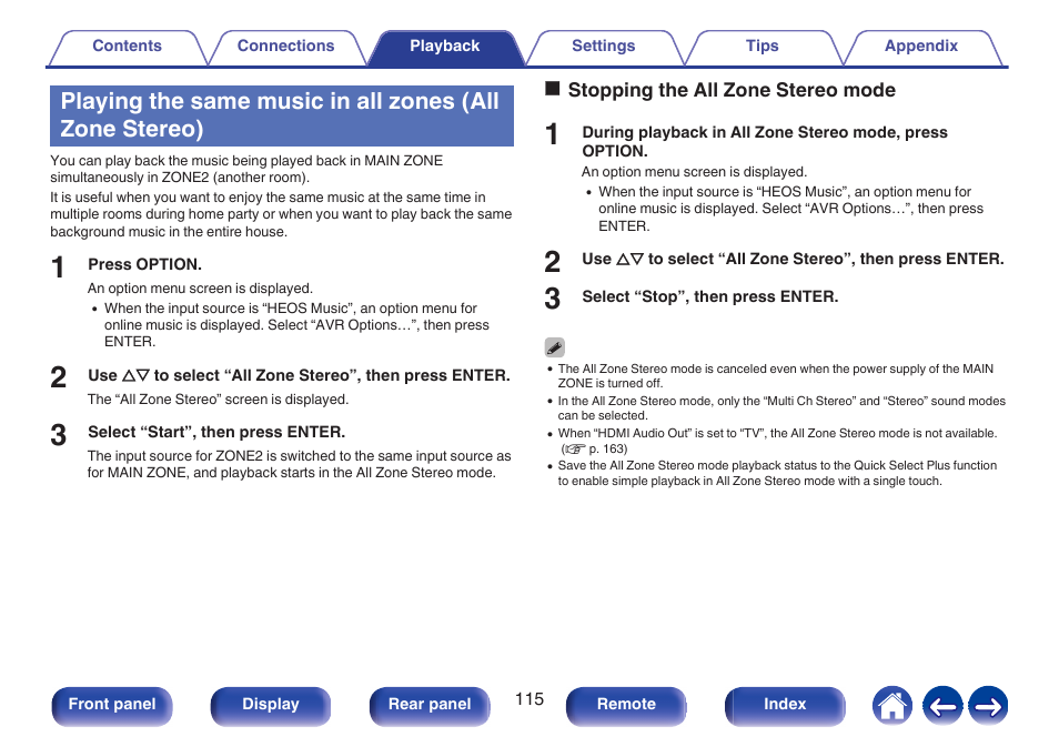 Multi-room audio, P. 115) | Denon AVR-X1700H 7.2-Channel Network A/V Receiver with HEOS User Manual | Page 115 / 284