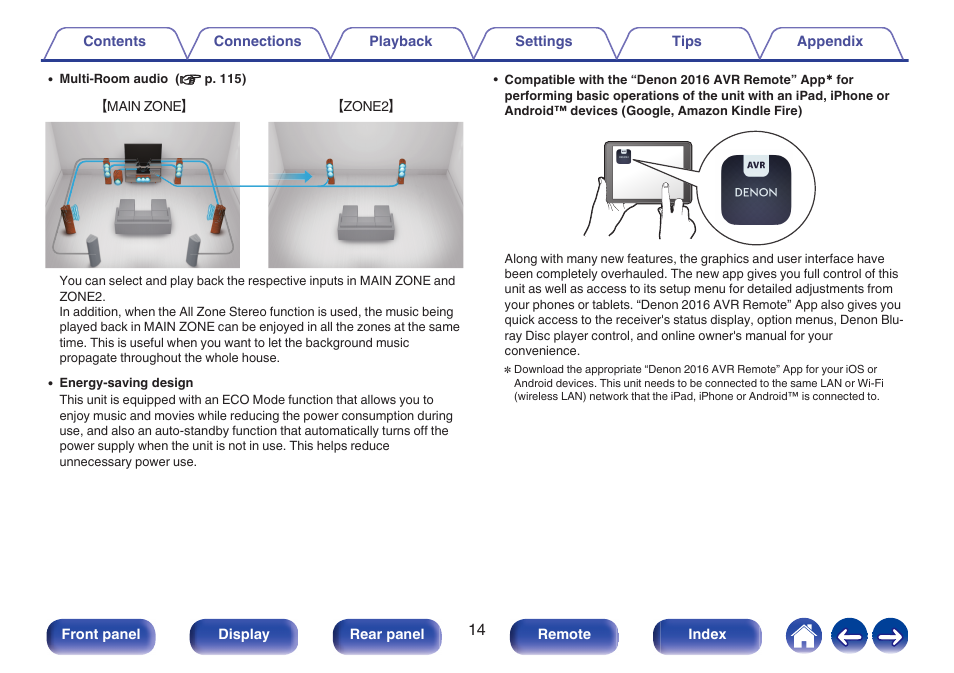 Denon AVR-X1700H 7.2-Channel Network A/V Receiver with HEOS User Manual | Page 14 / 284