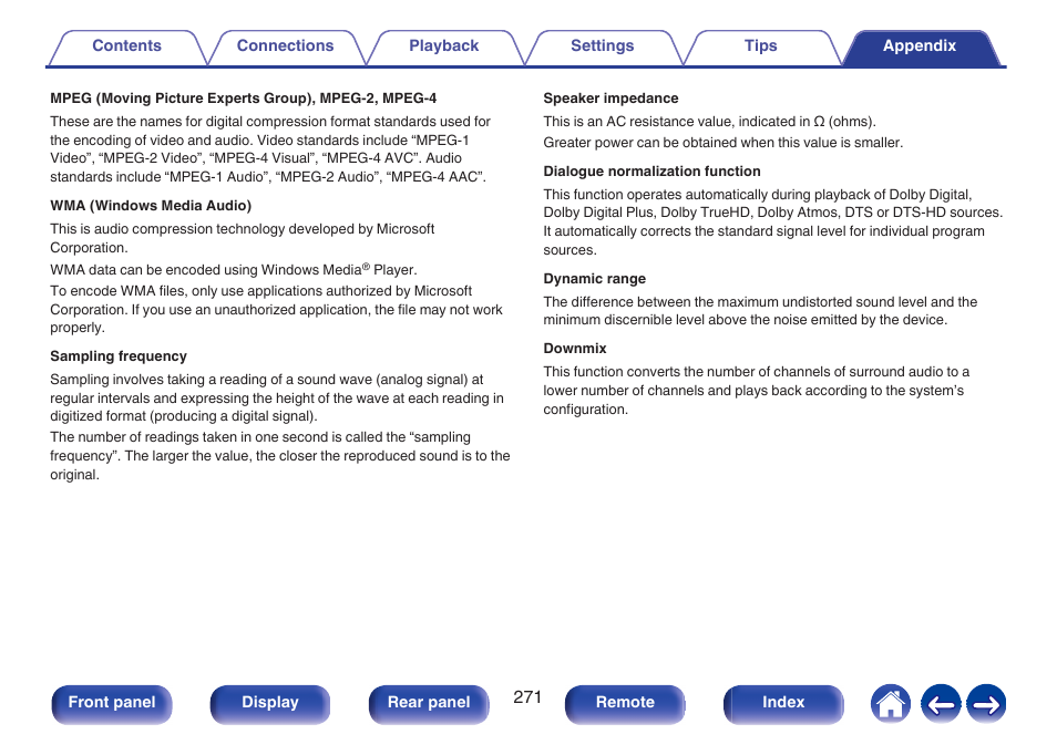 Denon AVR-X1700H 7.2-Channel Network A/V Receiver with HEOS User Manual | Page 271 / 284