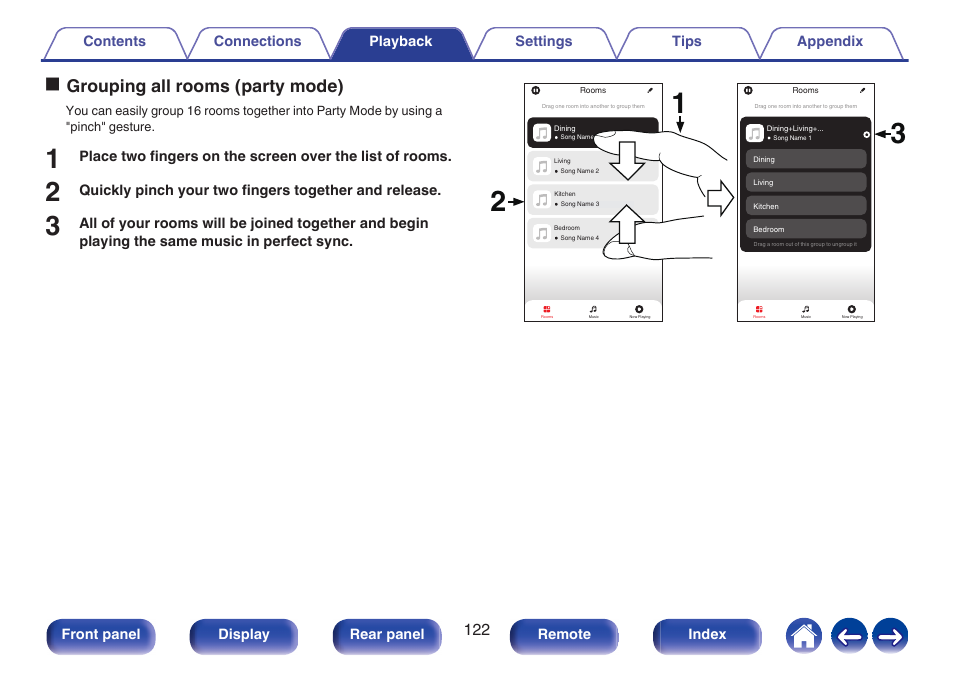 Ogrouping all rooms (party mode) | Denon AVR-A1H 15.4-Channel Network A/V Receiver User Manual | Page 122 / 353