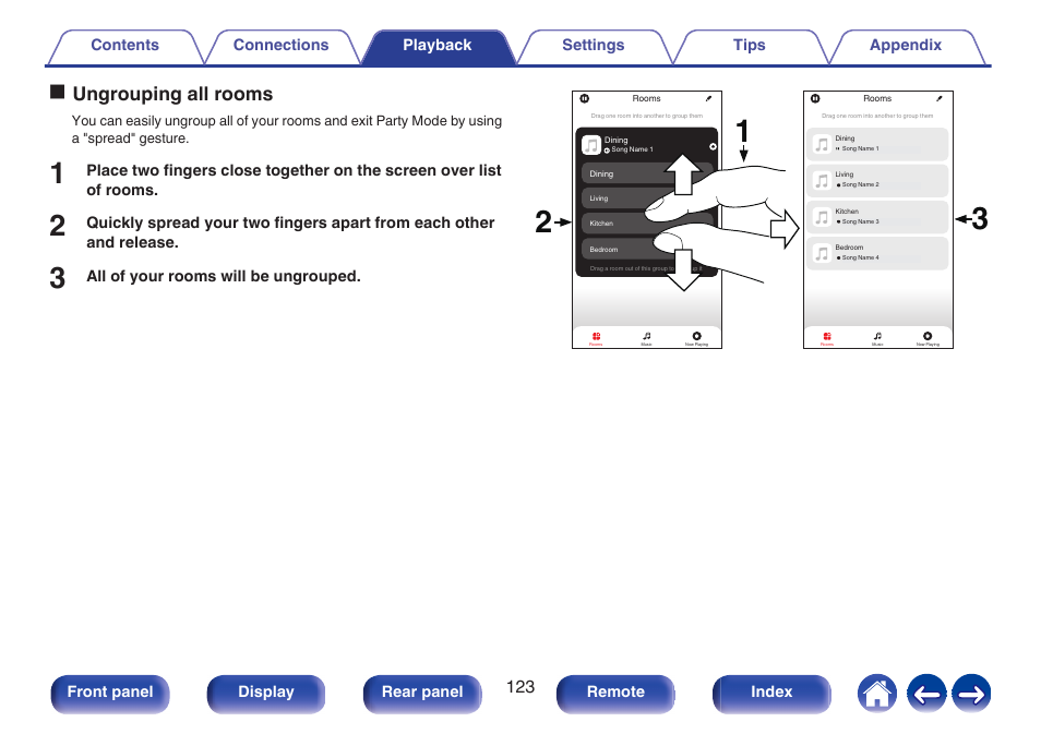 Oungrouping all rooms | Denon AVR-A1H 15.4-Channel Network A/V Receiver User Manual | Page 123 / 353
