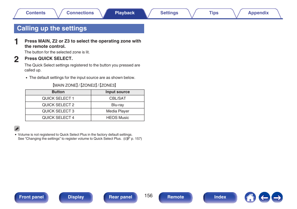Calling up the settings | Denon AVR-A1H 15.4-Channel Network A/V Receiver User Manual | Page 156 / 353