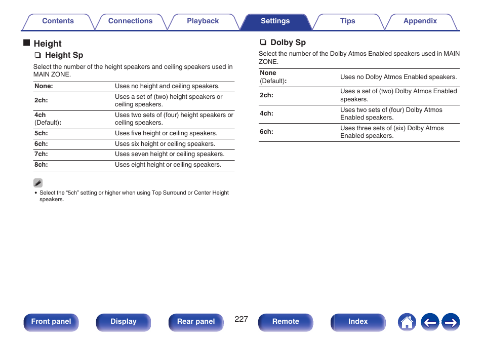 Oheight | Denon AVR-A1H 15.4-Channel Network A/V Receiver User Manual | Page 227 / 353