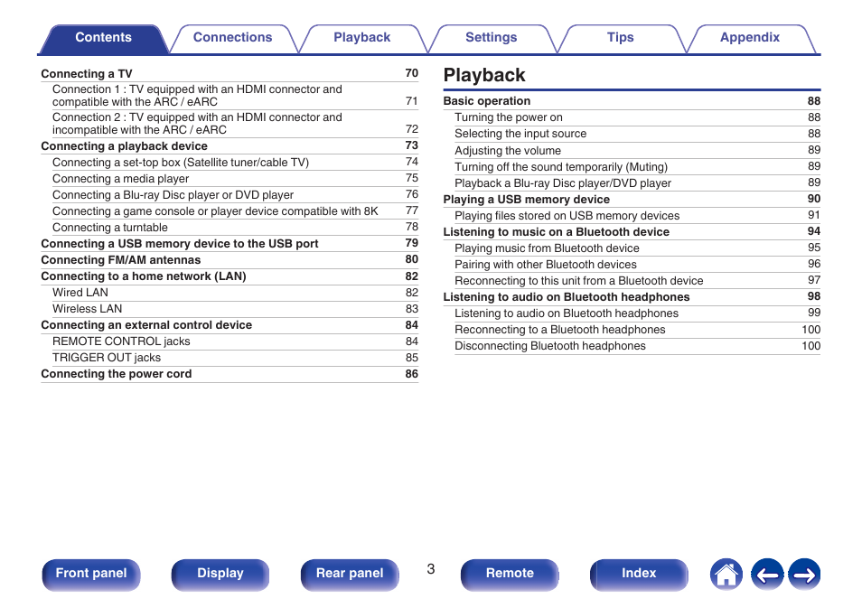 Playback | Denon AVR-A1H 15.4-Channel Network A/V Receiver User Manual | Page 3 / 353