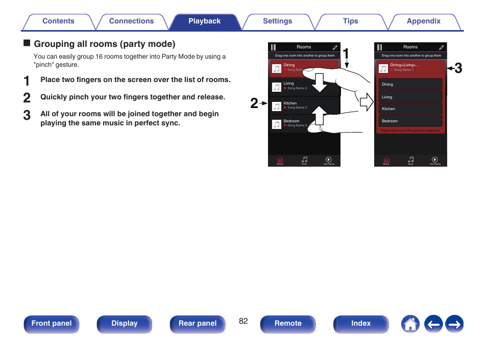 Ogrouping all rooms (party mode) | Marantz NR1510 5.2-Channel Network A/V Receiver User Manual | Page 82 / 244