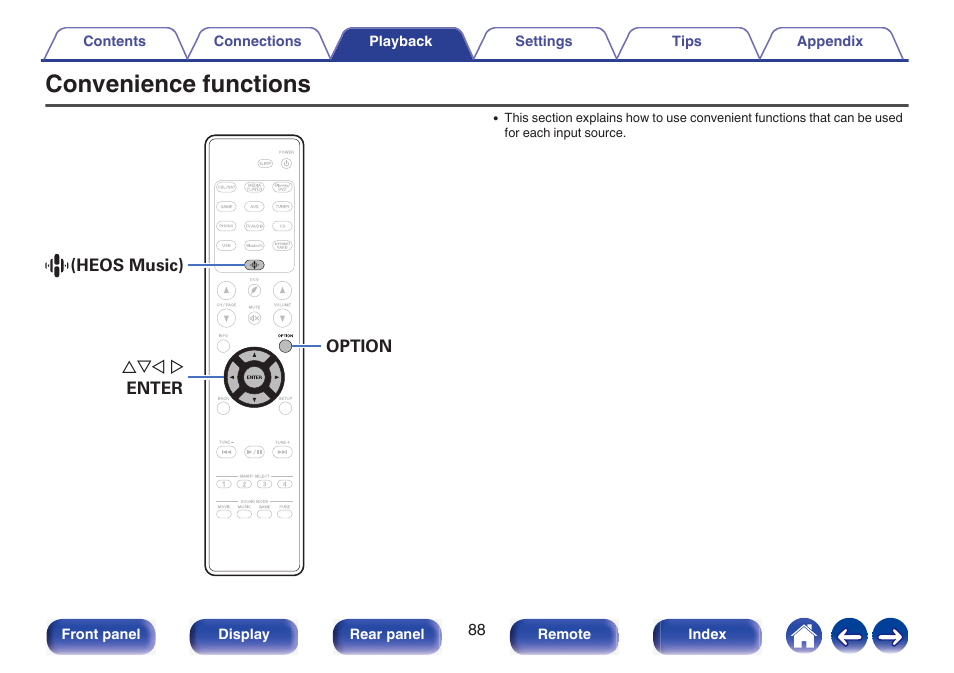Convenience functions | Marantz NR1510 5.2-Channel Network A/V Receiver User Manual | Page 88 / 244