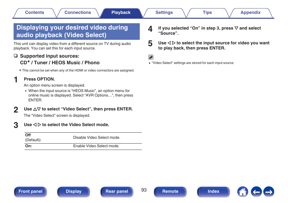 Select), P. 93) | Marantz NR1510 5.2-Channel Network A/V Receiver User Manual | Page 93 / 244