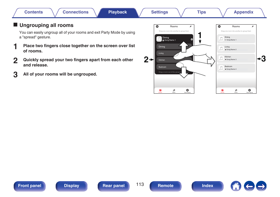 Oungrouping all rooms | Marantz CINEMA 50 9.4-Channel Network A/V Receiver (Black) User Manual | Page 113 / 326