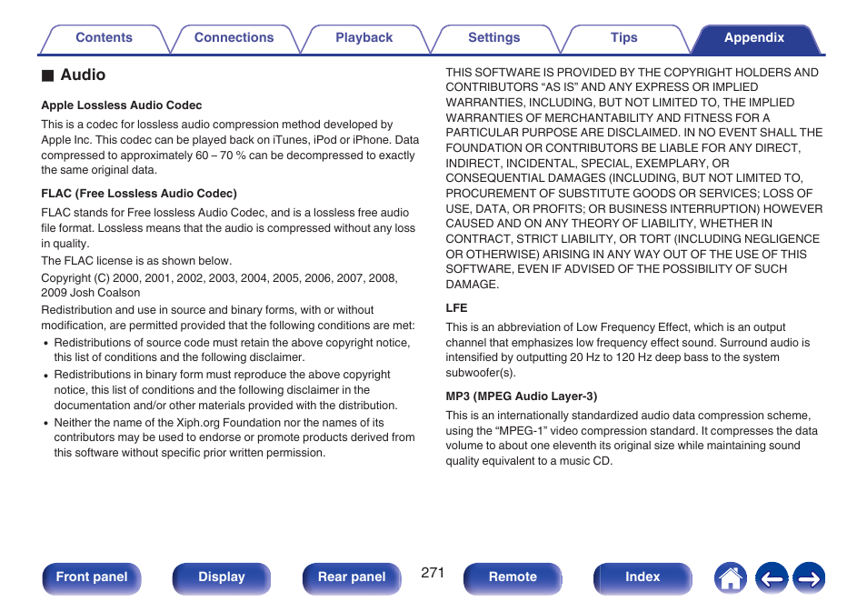 Oaudio | Marantz CINEMA 70s 7.2-Channel Network A/V Receiver User Manual | Page 271 / 284