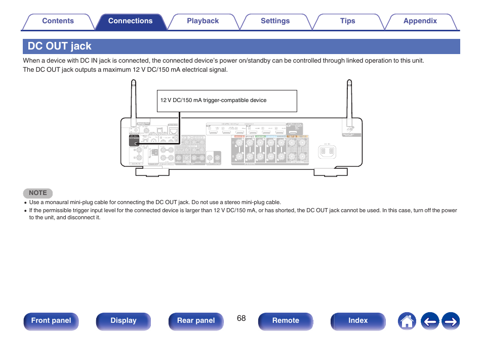 Dc out jack, P. 68) | Marantz CINEMA 70s 7.2-Channel Network A/V Receiver User Manual | Page 68 / 284