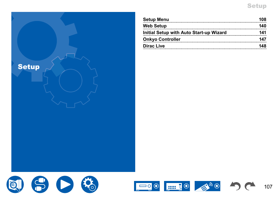 Setup | Onkyo TX-NR7100 9.2-Channel THX-Certified Network AV Receiver User Manual | Page 107 / 191