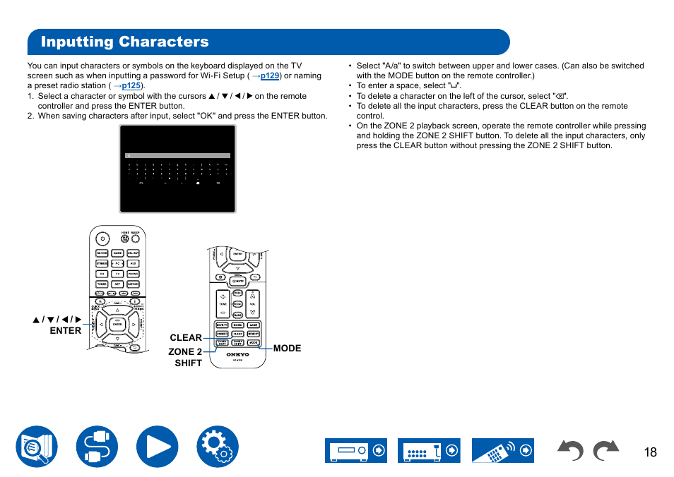 Inputting characters | Onkyo TX-NR7100 9.2-Channel THX-Certified Network AV Receiver User Manual | Page 18 / 191