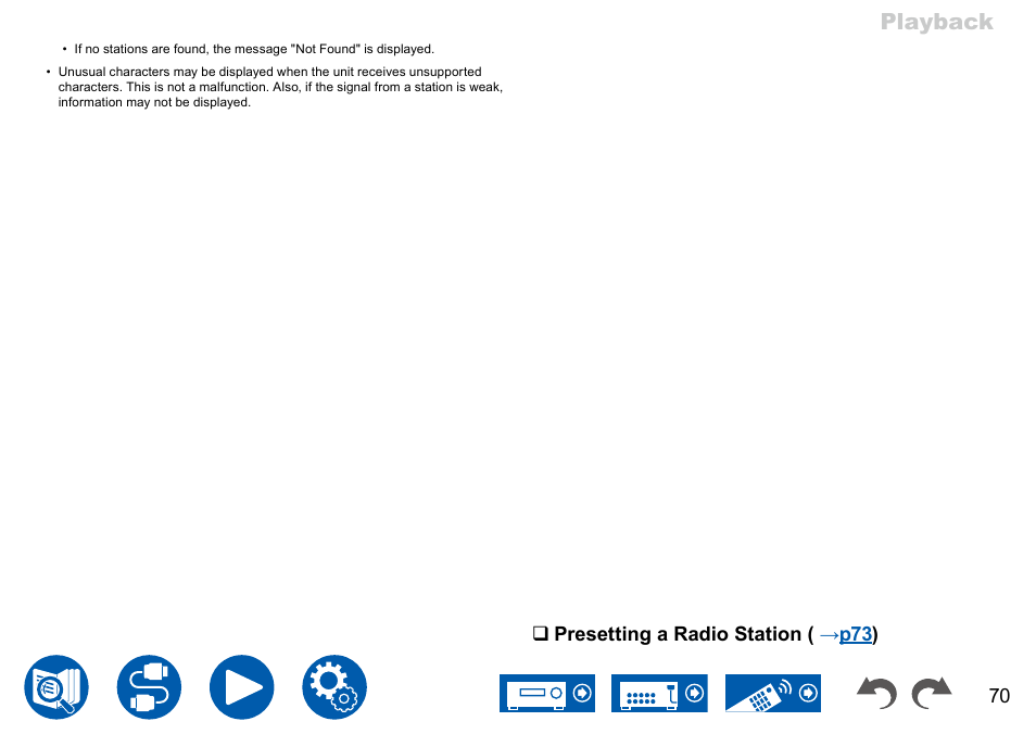 Playback | Onkyo TX-NR7100 9.2-Channel THX-Certified Network AV Receiver User Manual | Page 70 / 191