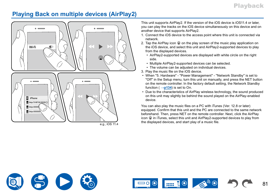 Playing back on multiple devices (airplay2) | Onkyo TX-NR7100 9.2-Channel THX-Certified Network AV Receiver User Manual | Page 81 / 191