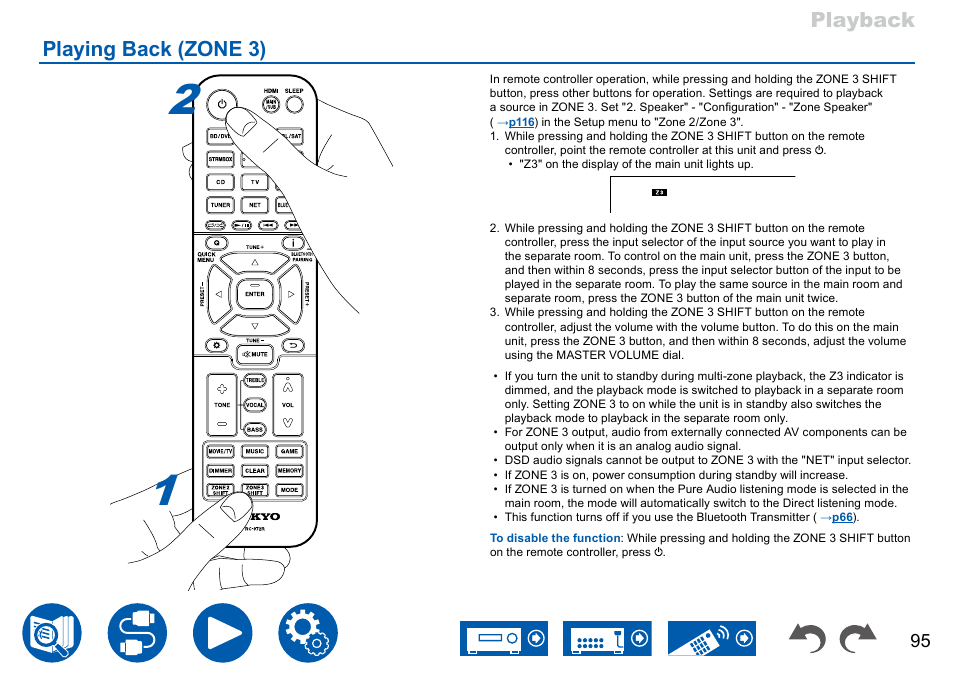 Playing back (zone 3), Playback playing back (zone 3) | Onkyo TX-NR7100 9.2-Channel THX-Certified Network AV Receiver User Manual | Page 95 / 191