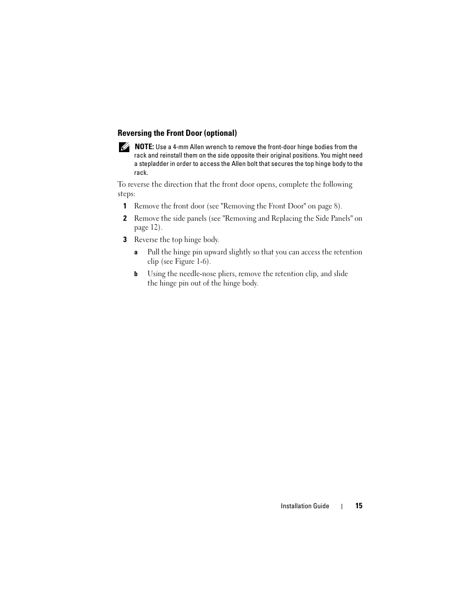 Reversing the front door (optional) | Dell PowerEdge 4220 User Manual | Page 17 / 190