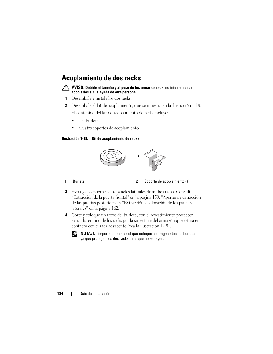 Acoplamiento de dos racks | Dell PowerEdge 4220 User Manual | Page 186 / 190
