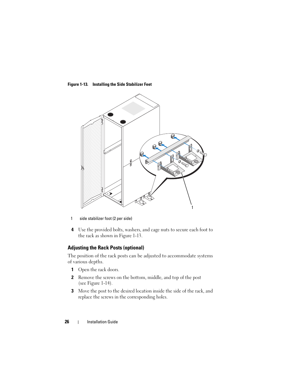 Adjusting the rack posts (optional) | Dell PowerEdge 4220 User Manual | Page 28 / 190