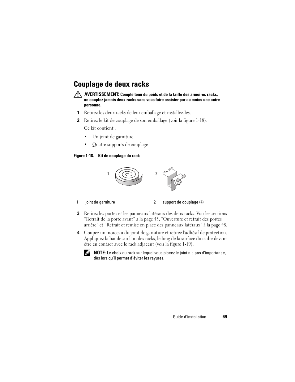 Couplage de deux racks | Dell PowerEdge 4220 User Manual | Page 71 / 190