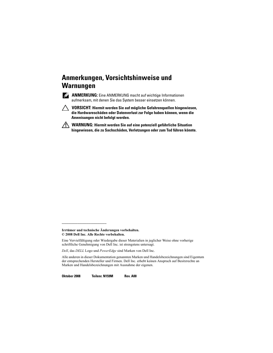 Anmerkungen, vorsichtshinweise und warnungen | Dell PowerEdge 4220 User Manual | Page 78 / 190