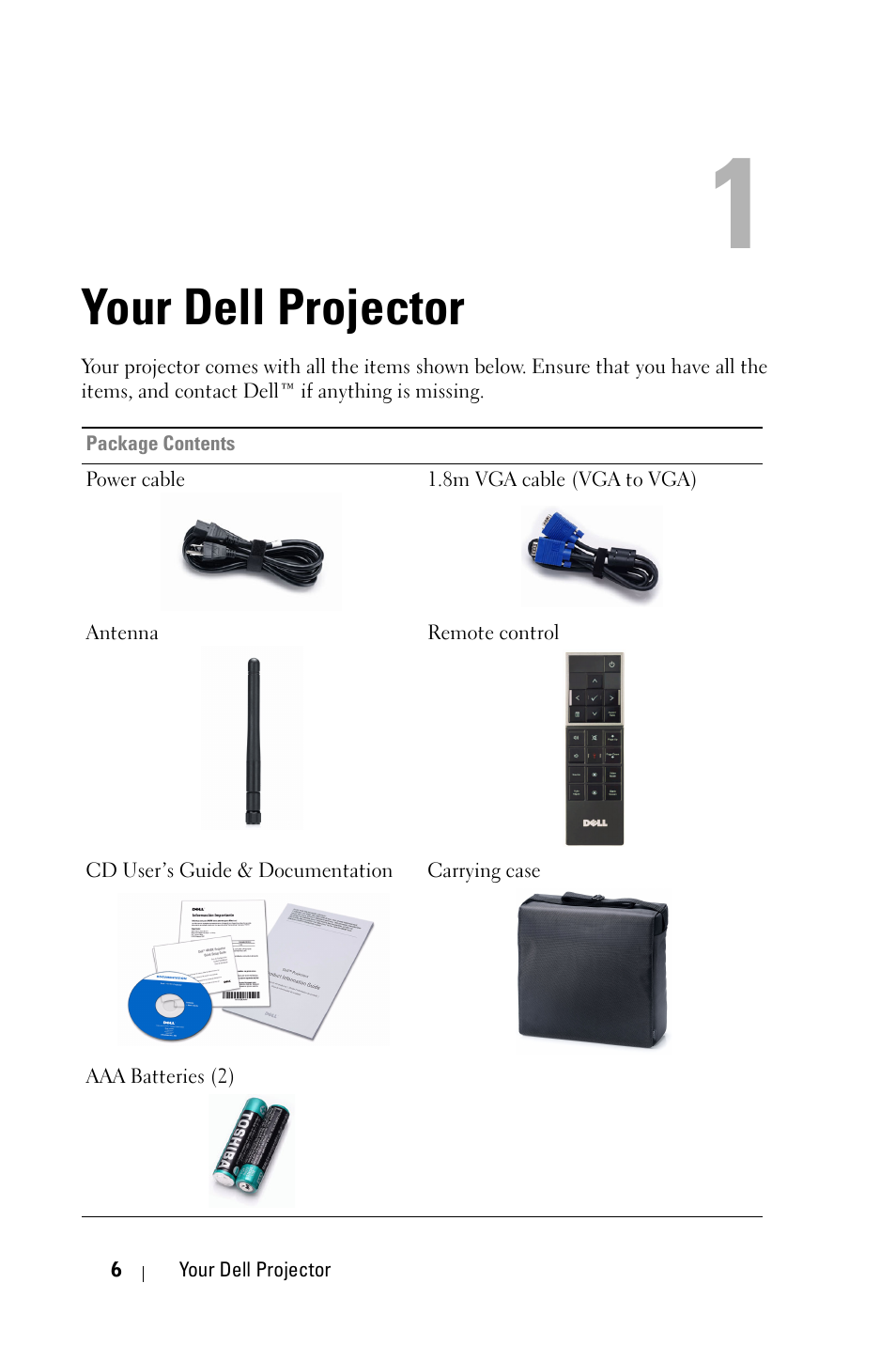 Your dell projector | Dell 4610X User Manual | Page 6 / 98