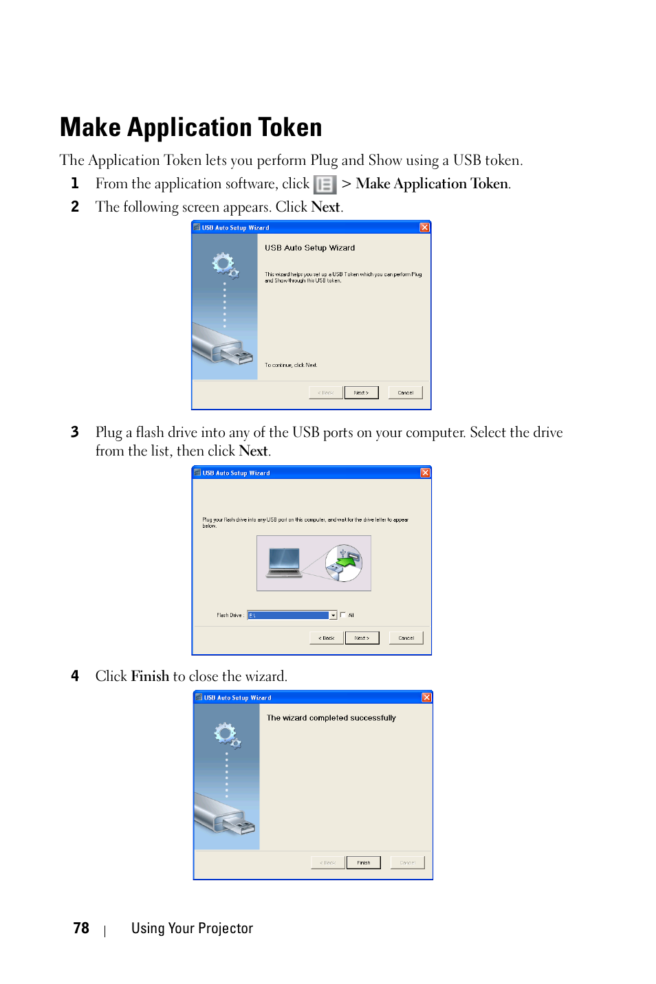 Make application token | Dell 4610X User Manual | Page 78 / 98