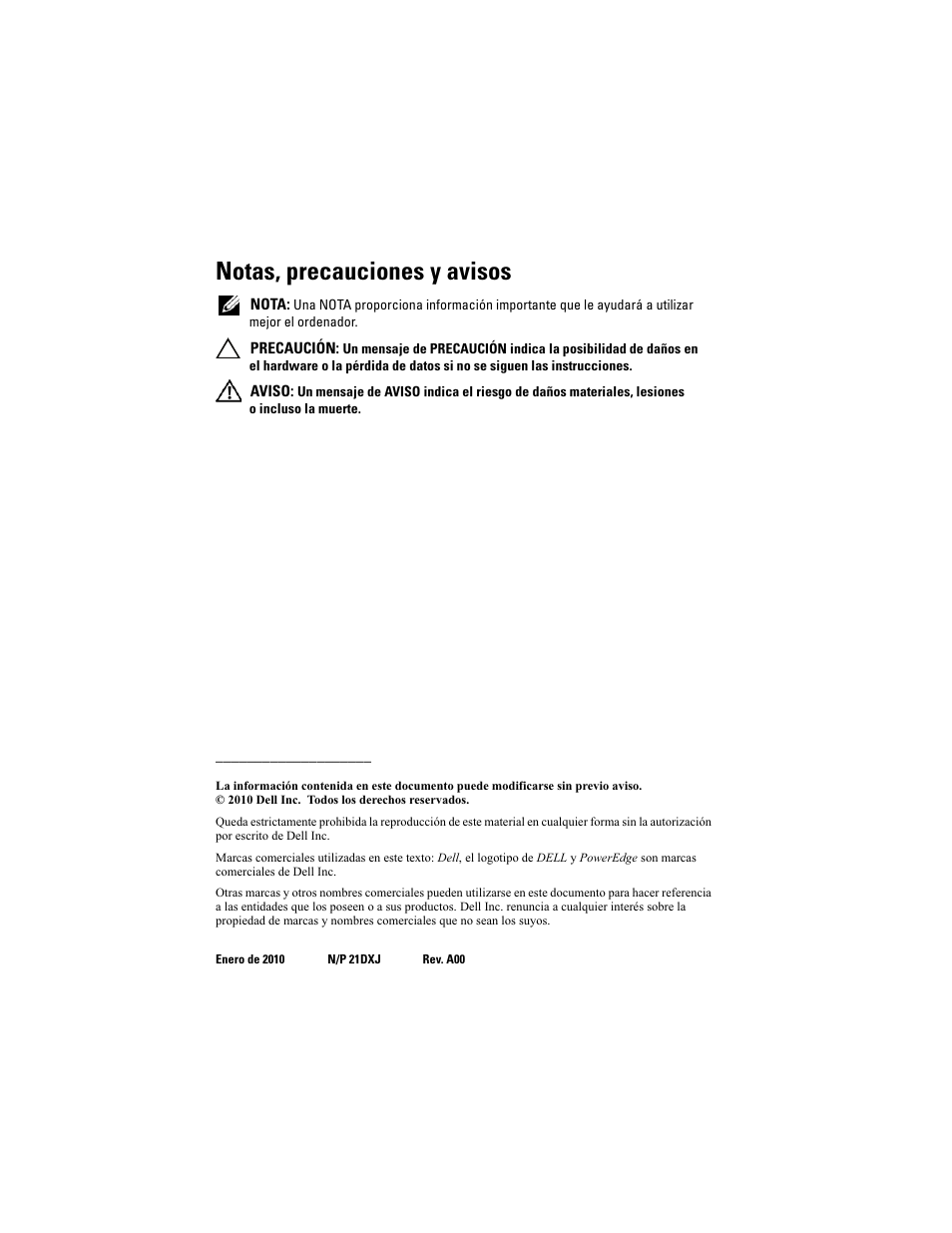 Notas, precauciones y avisos | Dell PowerEdge 4820 User Manual | Page 150 / 186