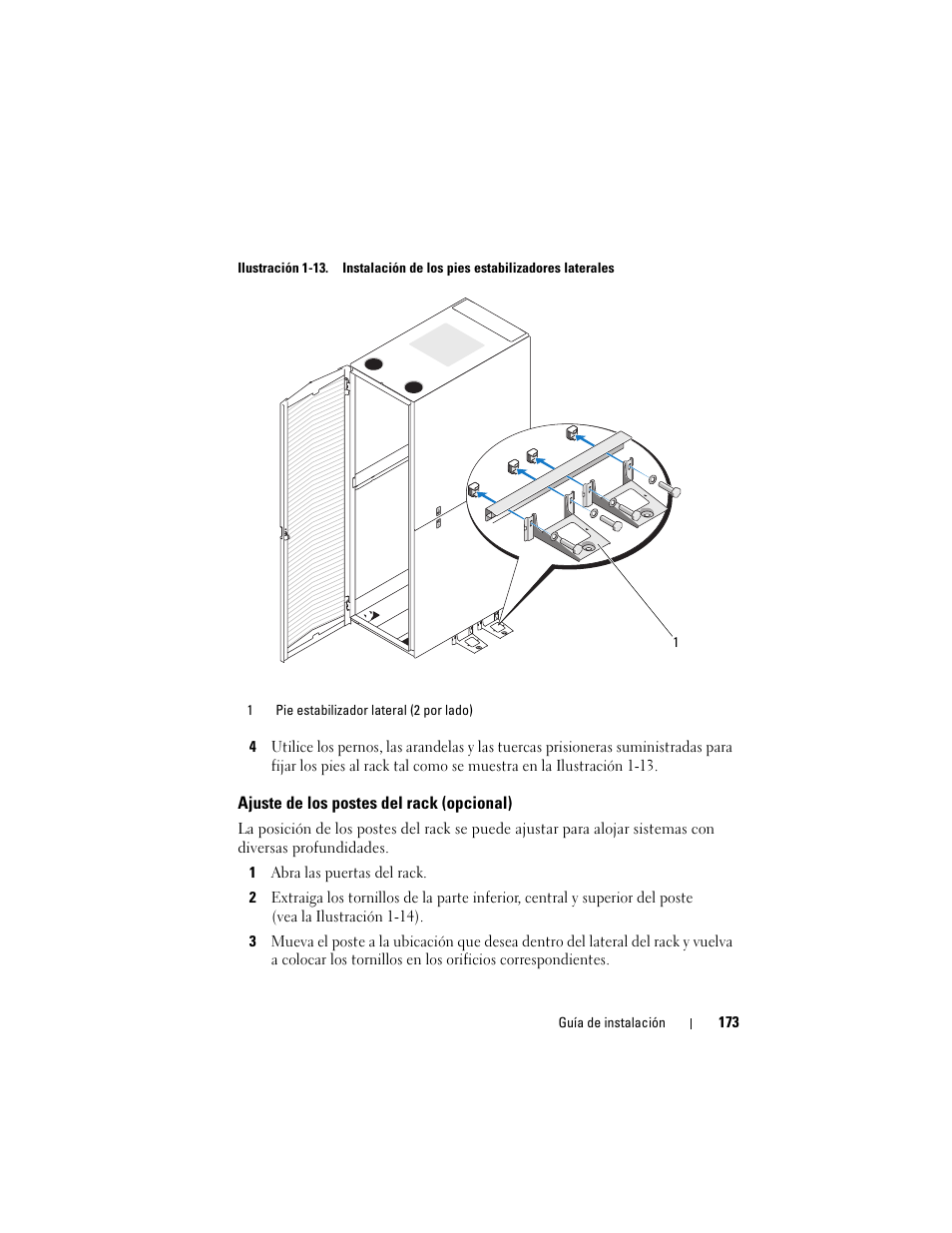 Ajuste de los postes del rack (opcional) | Dell PowerEdge 4820 User Manual | Page 175 / 186