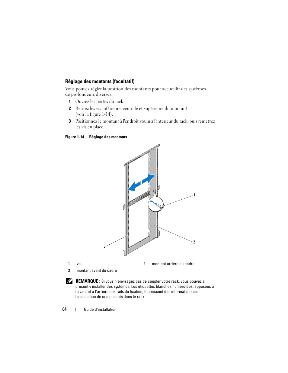 Réglage des montants (facultatif) | Dell PowerEdge 4820 User Manual | Page 66 / 186