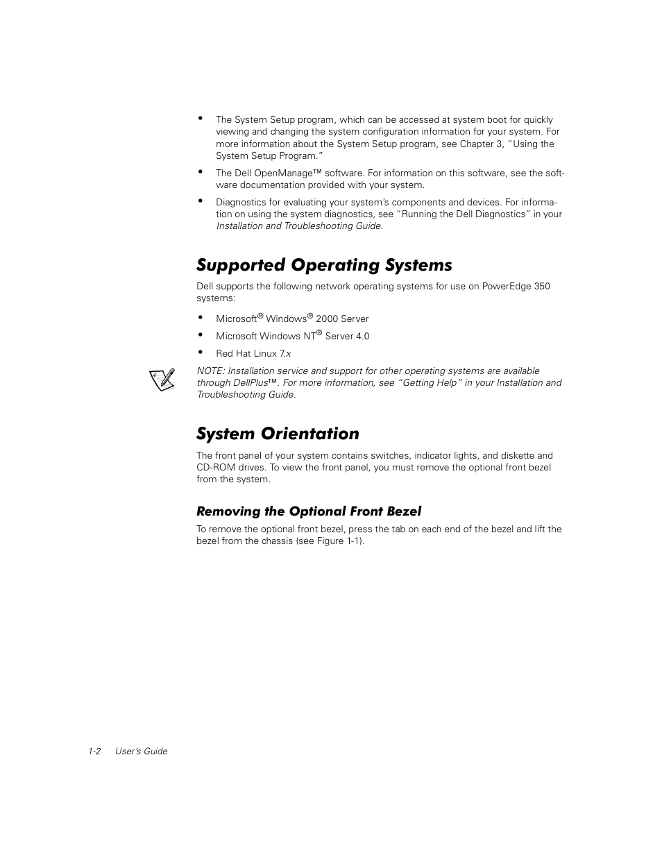 Supported operating systems, System orientation | Dell PowerEdge 350 User Manual | Page 10 / 58