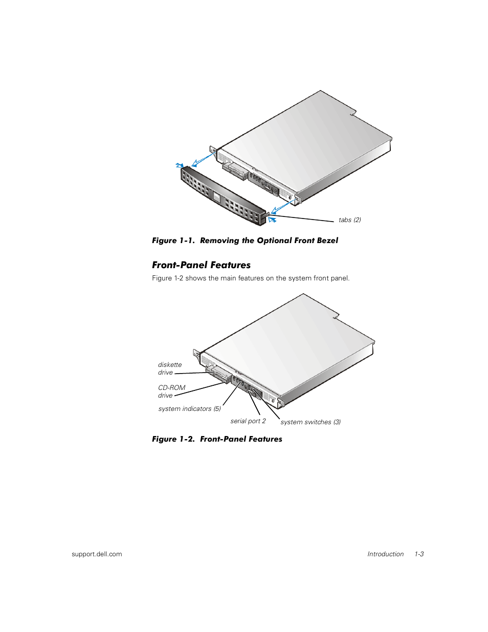 Front-panel features | Dell PowerEdge 350 User Manual | Page 11 / 58