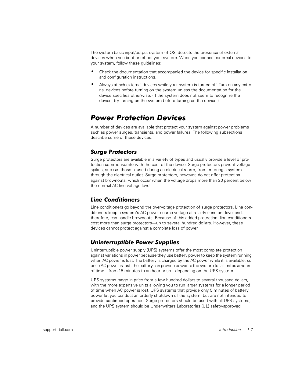 Power protection devices | Dell PowerEdge 350 User Manual | Page 15 / 58