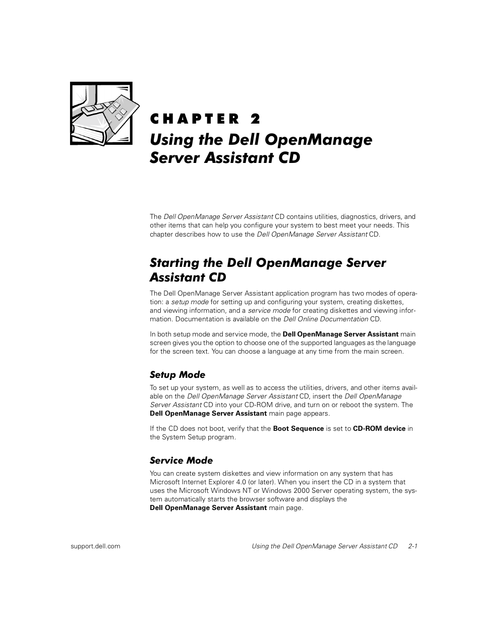Using the dell openmanage server assistant cd, Starting the dell openmanage server assistant cd | Dell PowerEdge 350 User Manual | Page 17 / 58
