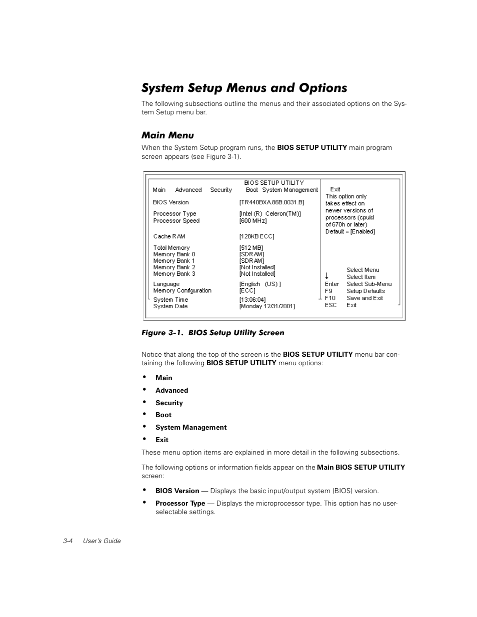 System setup menus and options | Dell PowerEdge 350 User Manual | Page 24 / 58