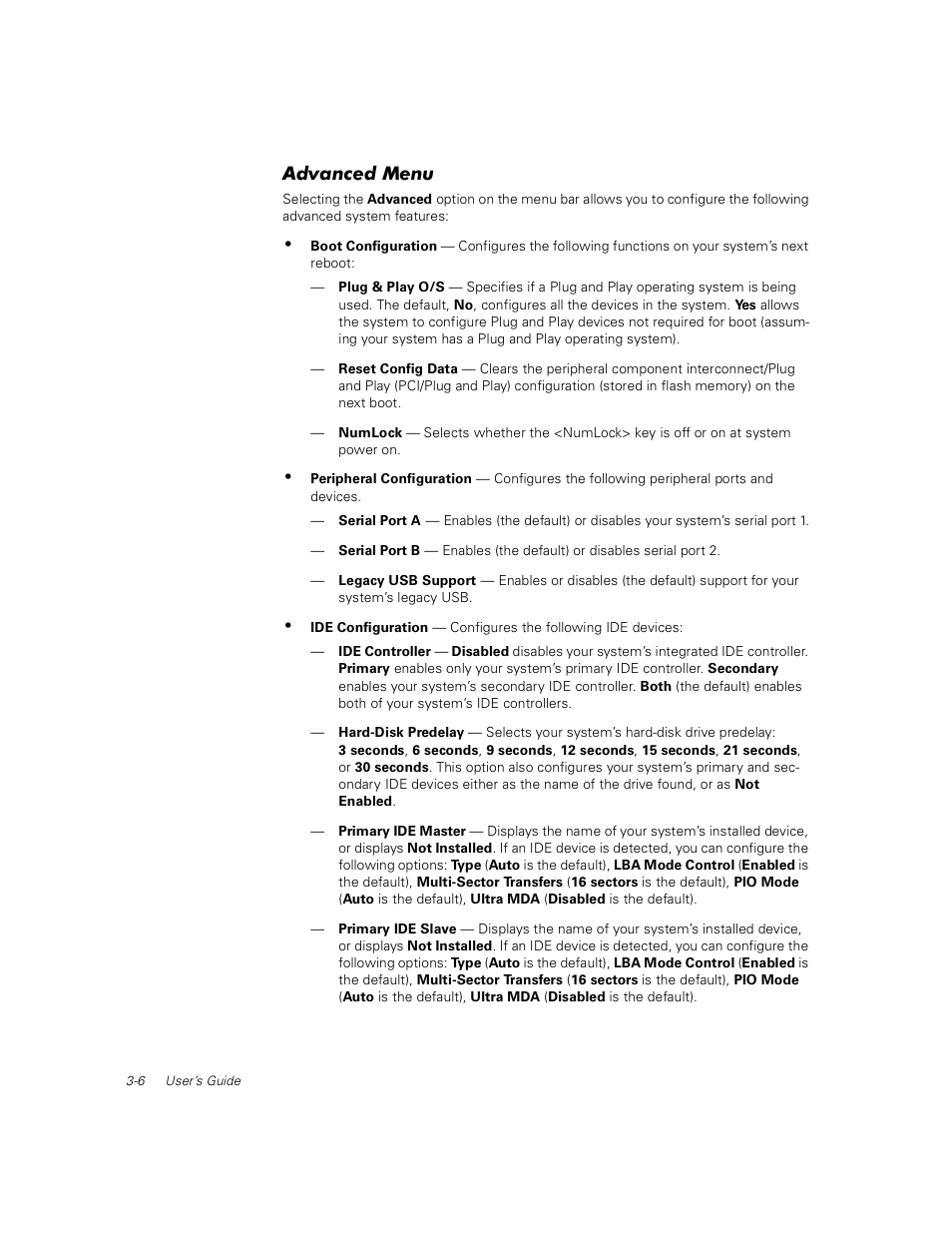 Advanced menu | Dell PowerEdge 350 User Manual | Page 26 / 58