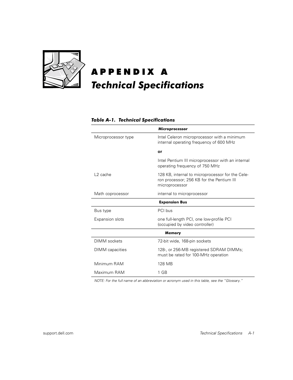 Technical specifications | Dell PowerEdge 350 User Manual | Page 35 / 58