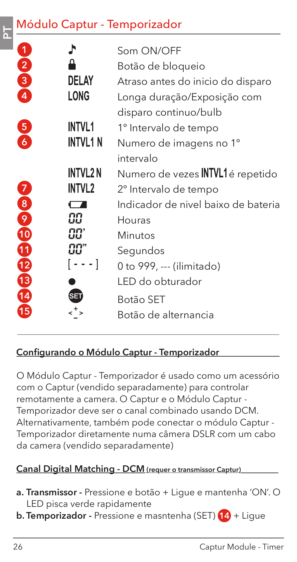Portugese, Módulo captur - temporizador | Hahnel Captur Timer Module User Manual | Page 28 / 41