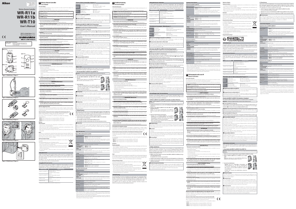 Nikon WR-R11a/WR-T10 Remote Controller Set User Manual | 2 pages