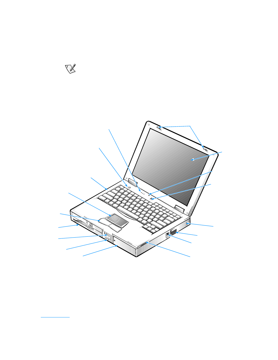 Front view of the computer | Dell 7500 User Manual | Page 25 / 162