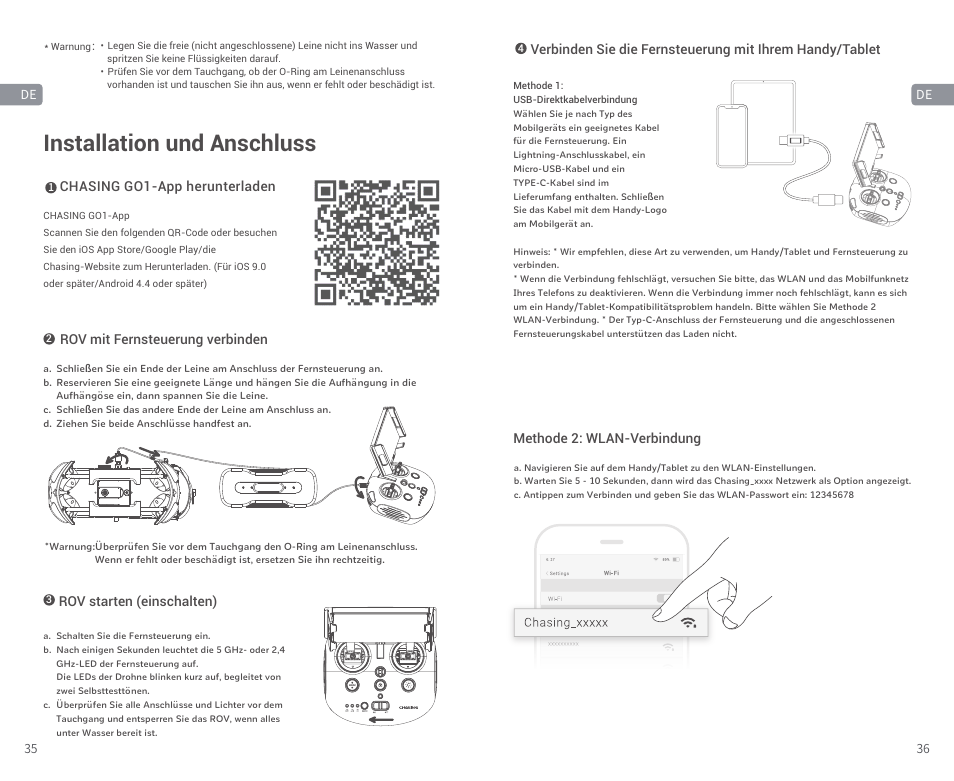 Installation und anschluss | CHASING M2 S Industrial Underwater ROV (328' Tether) User Manual | Page 19 / 51