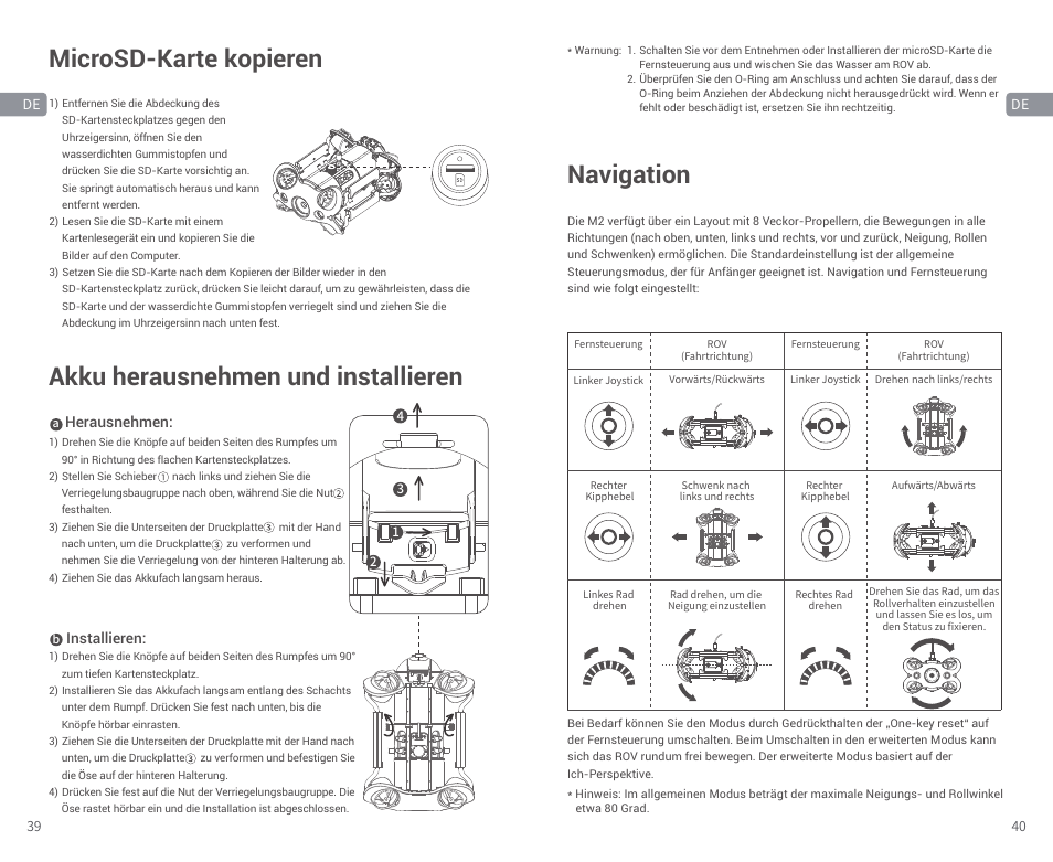 Navigation | CHASING M2 S Industrial Underwater ROV (328' Tether) User Manual | Page 21 / 51