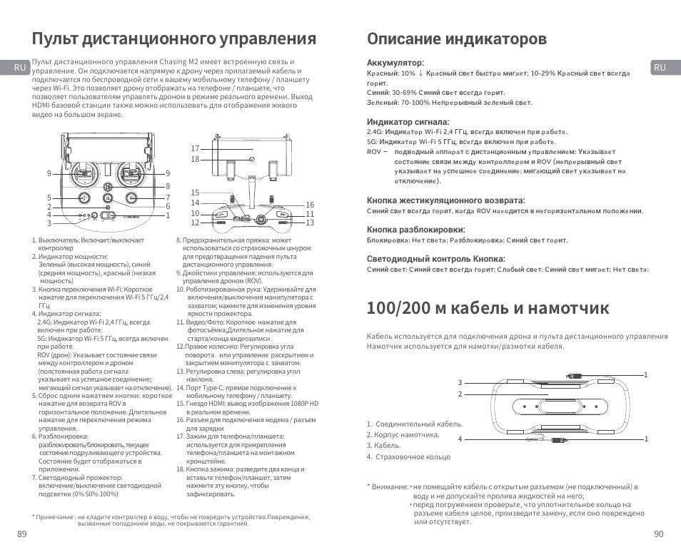 Описание индикаторов | CHASING M2 S Industrial Underwater ROV (328' Tether) User Manual | Page 46 / 51