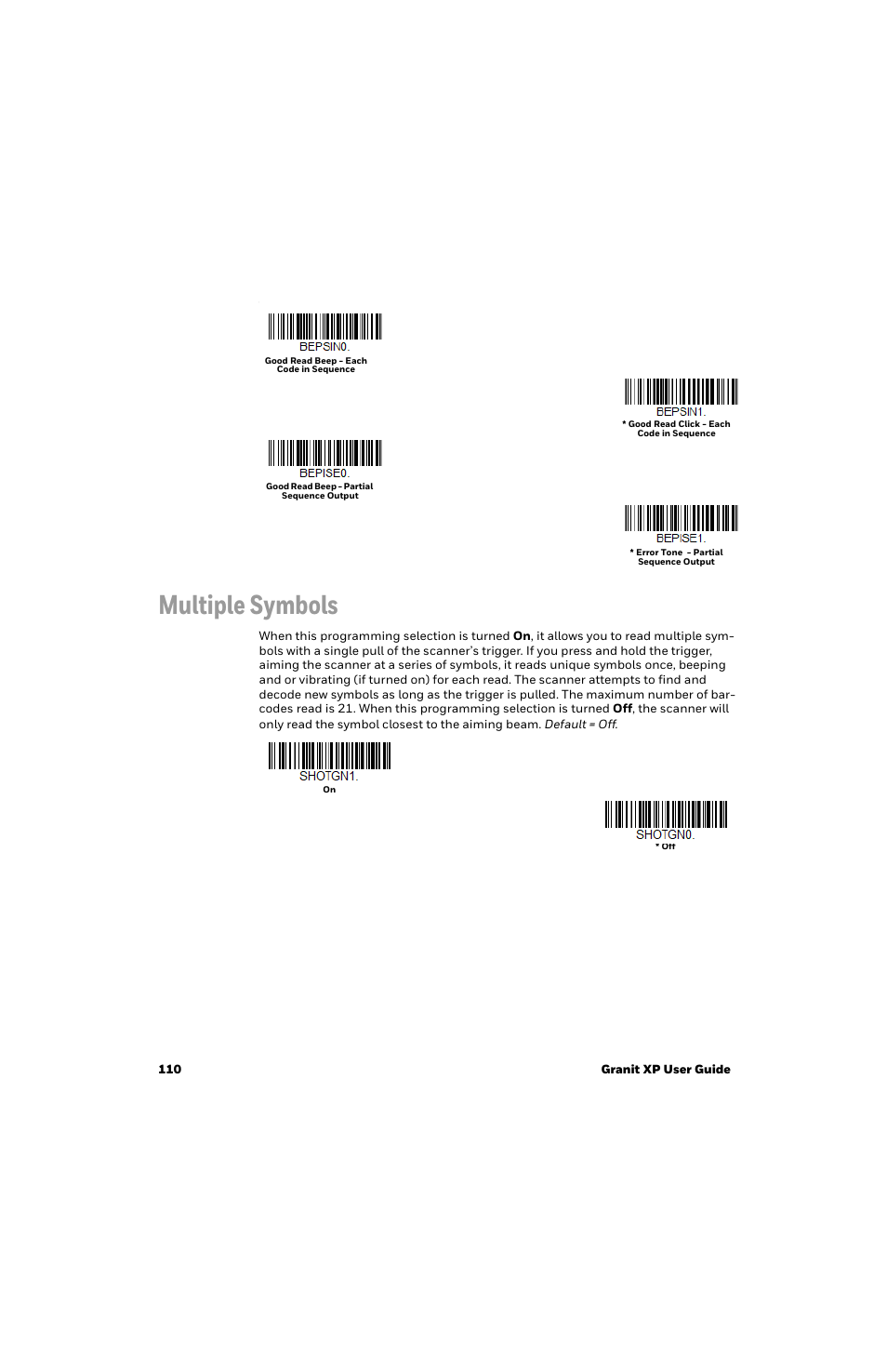 Multiple symbols | Honeywell Granit 1991iSR Ultra-Rugged Standard-Range Barcode Scanner User Manual | Page 126 / 308