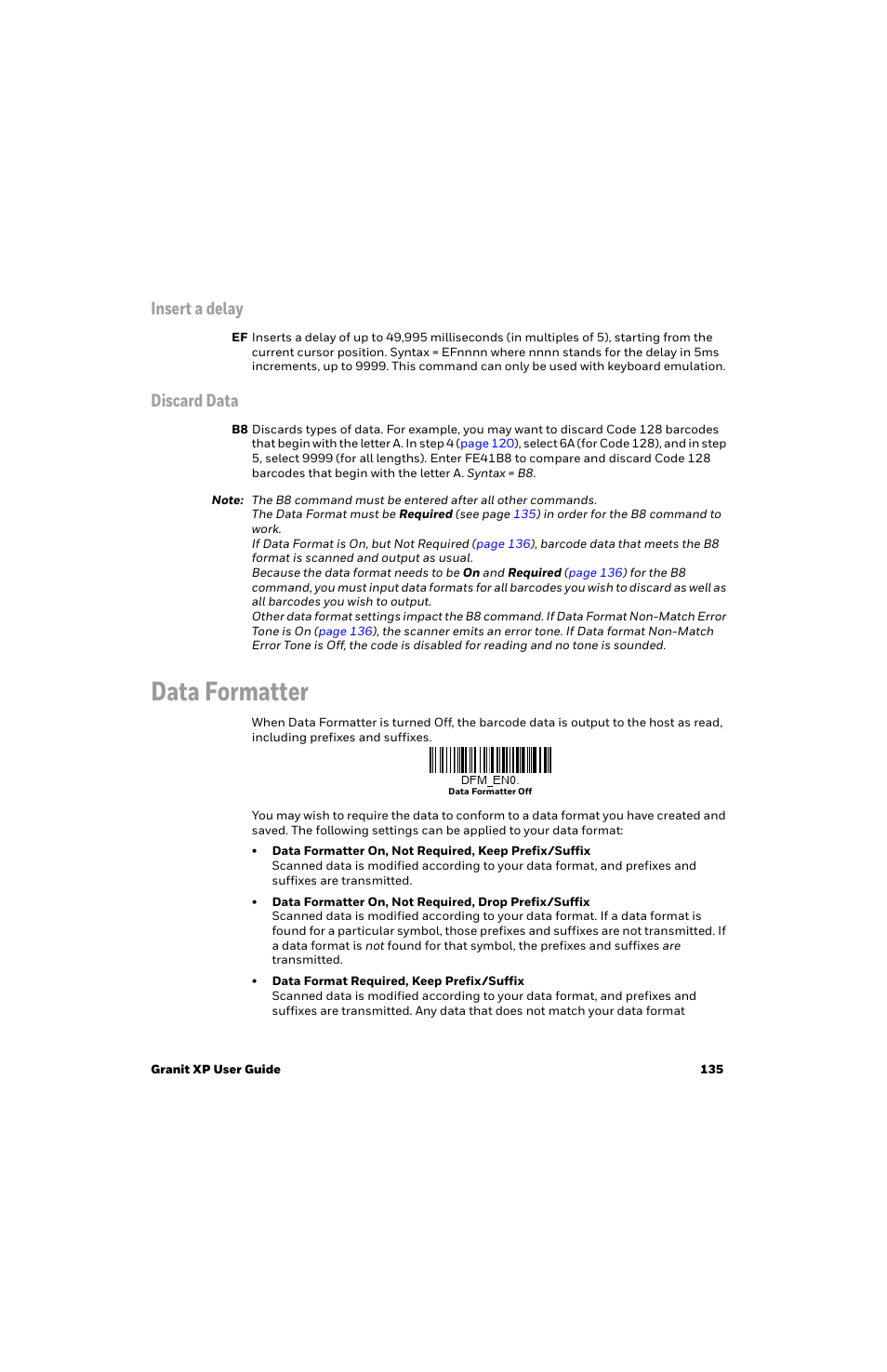 Insert a delay, Discard data, Data formatter | Honeywell Granit 1991iSR Ultra-Rugged Standard-Range Barcode Scanner User Manual | Page 151 / 308