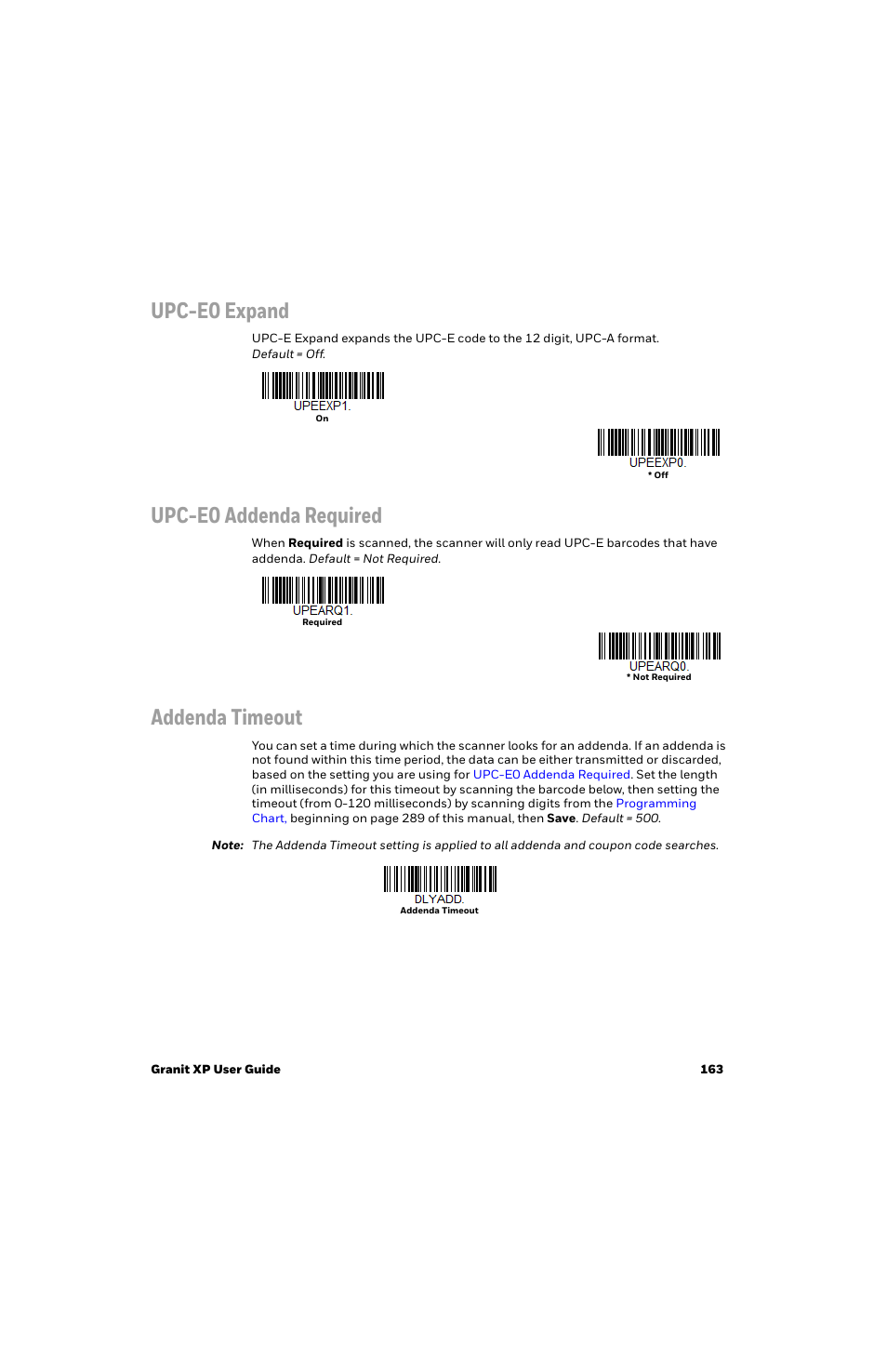 Upc-e0 expand, Upc-e0 addenda required, Addenda timeout | Honeywell Granit 1991iSR Ultra-Rugged Standard-Range Barcode Scanner User Manual | Page 179 / 308