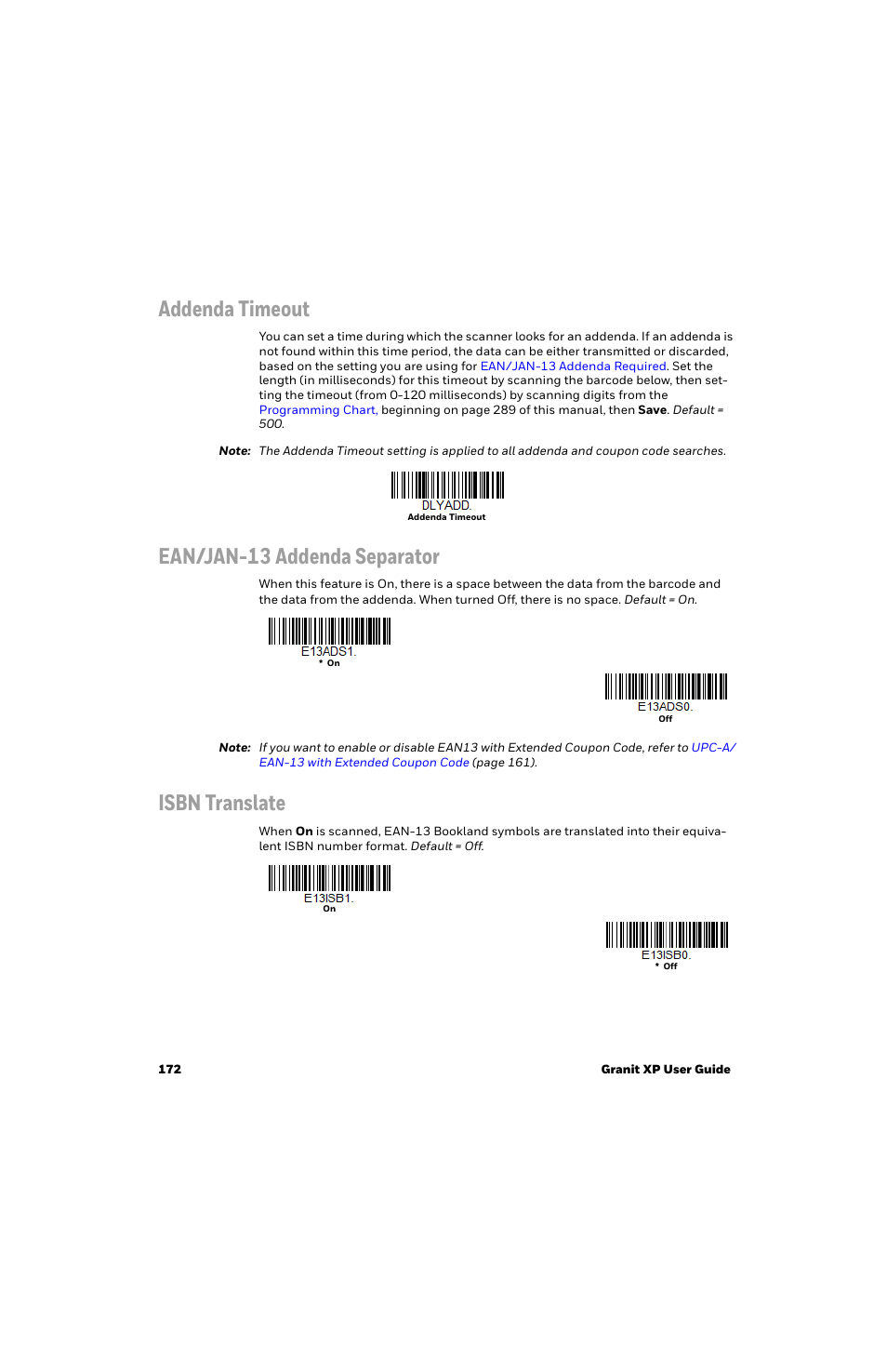 Isbn translate, Addenda timeout, Peri | Period, the, Period, th, Ean/jan-13 addenda separator | Honeywell Granit 1991iSR Ultra-Rugged Standard-Range Barcode Scanner User Manual | Page 188 / 308