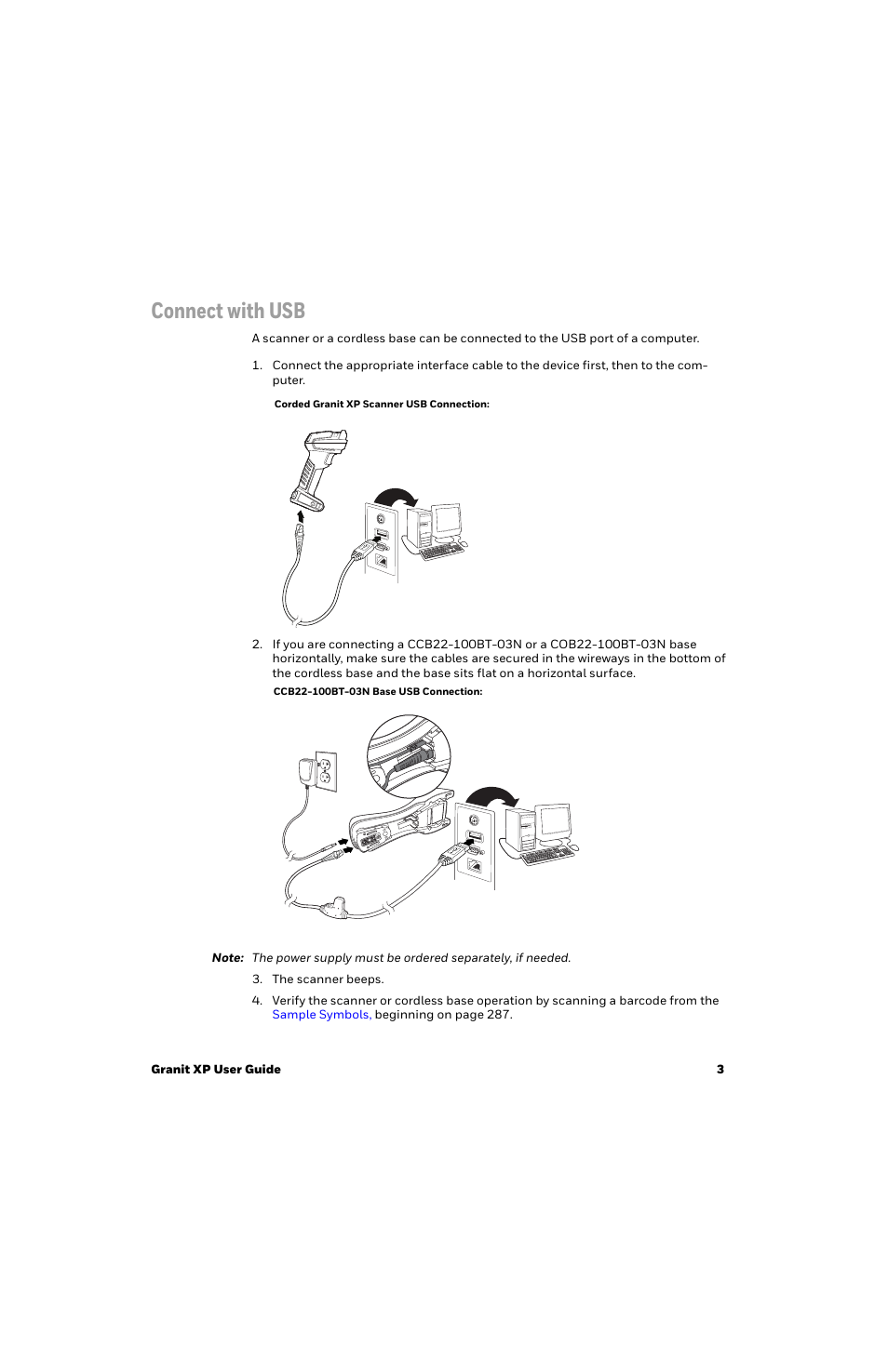 Connect with usb | Honeywell Granit 1991iSR Ultra-Rugged Standard-Range Barcode Scanner User Manual | Page 19 / 308