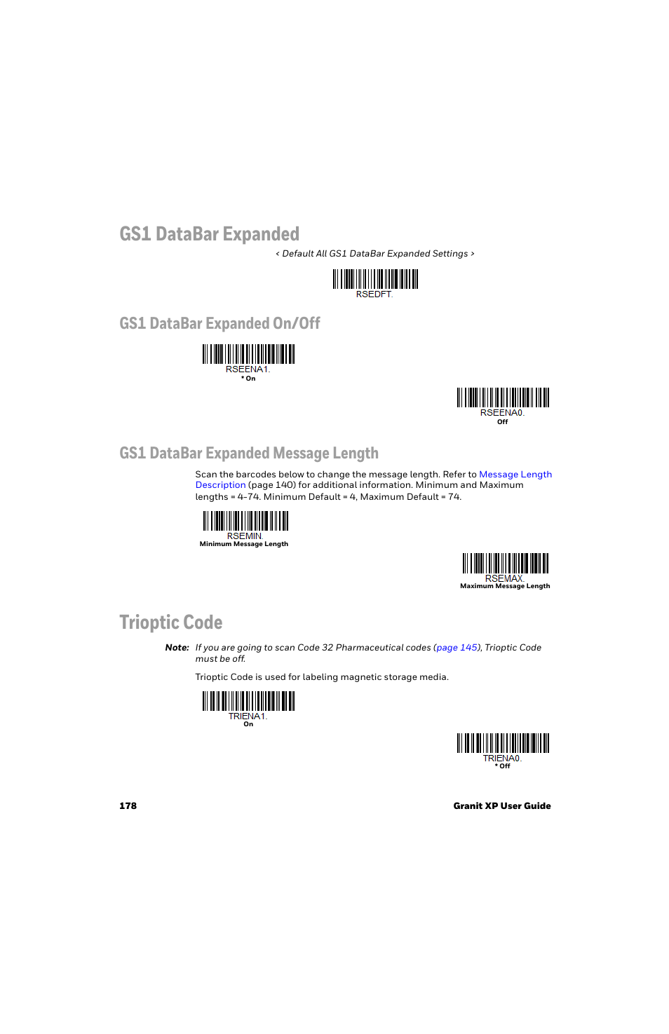 Gs1 databar expanded, Trioptic code | Honeywell Granit 1991iSR Ultra-Rugged Standard-Range Barcode Scanner User Manual | Page 194 / 308